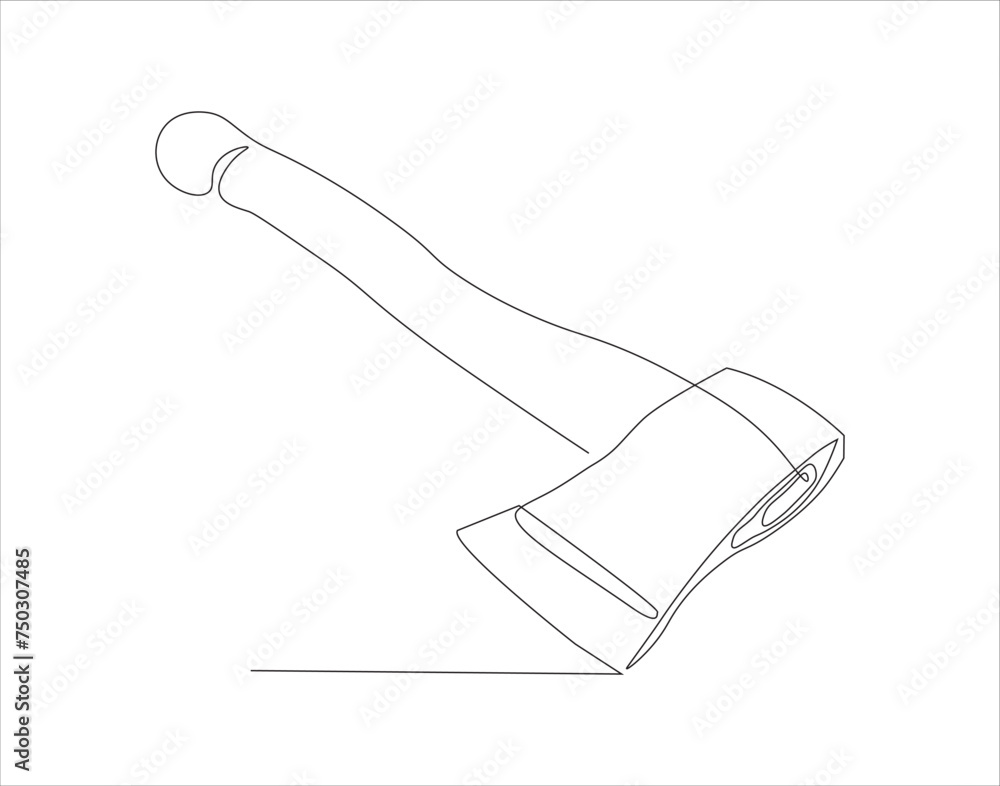 Continuous Line Drawing Of Axe. One Line Of Axe. Hatchet Continuous Line Art. Editable Outline. Continuous Line Drawing Of Axe. One Line Of Axe. Hatchet Continuous Line Art. Editable Outline.
