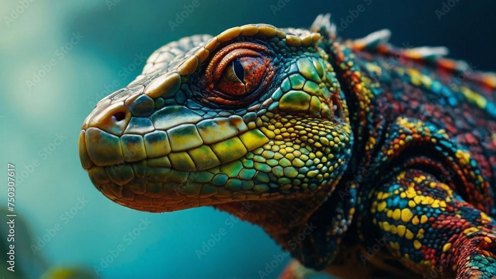 Fototapeta premium A reptile that changes different colors 8K HDR Size 16.9