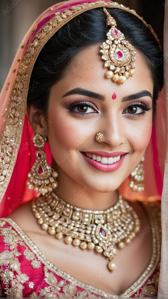 Red Resilience: Empowering Portrait of a Confident Overweight Indian Bride in Bold Red Lehenga, Celebrating Tradition, Generative AI. Red Resilience: Empowering Portrait of a Confident Overweight Indian Bride in Bold Red Lehenga, Celebrating Tradition, Generative AI.