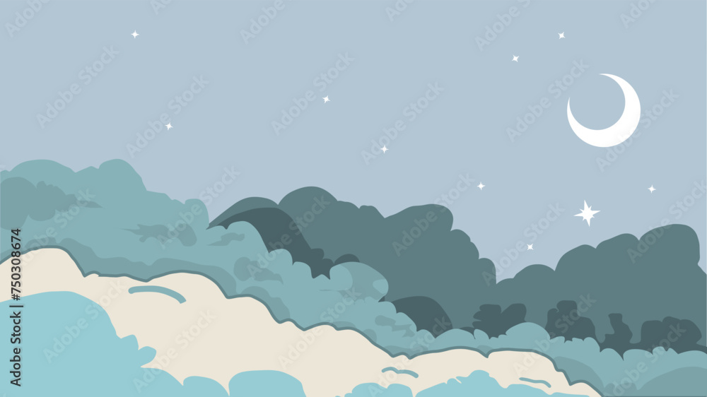 vector of cloud with moon for background
