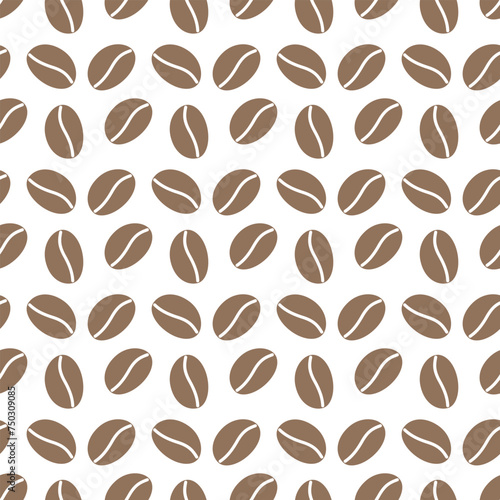 Coffee beans seamless pattern in trendy soft brown. Abstract background texture for wallpaper or web