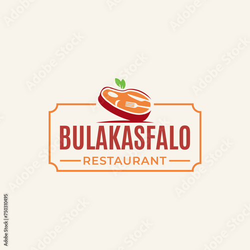 Bulakasfalo Meat Delicious Restaurant logo design element vector , suistable for business Meat Restauratn Stick  photo