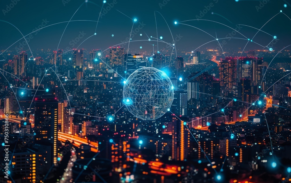 Connected and Efficient: Smart City Infrastructure in Action at Night