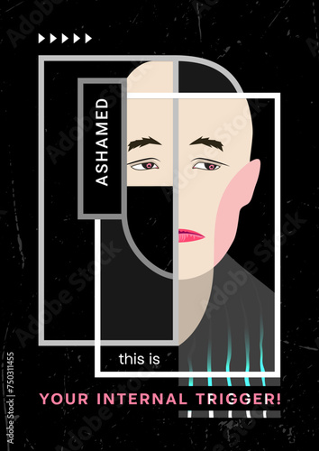 A man s face with an expression of shame