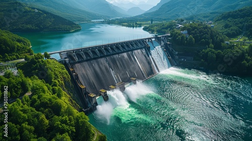 Cutting-edge hydroelectric power facility  illustrating the integration of technology and sustainability in energy production