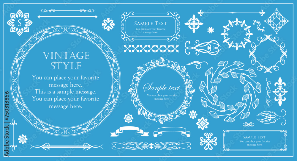 アンティークなフレームと装飾的な罫線