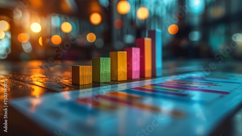 data financial bars and graphs, colorful