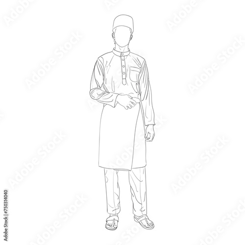 Guy wearing Malaysian traditional outfit transparent