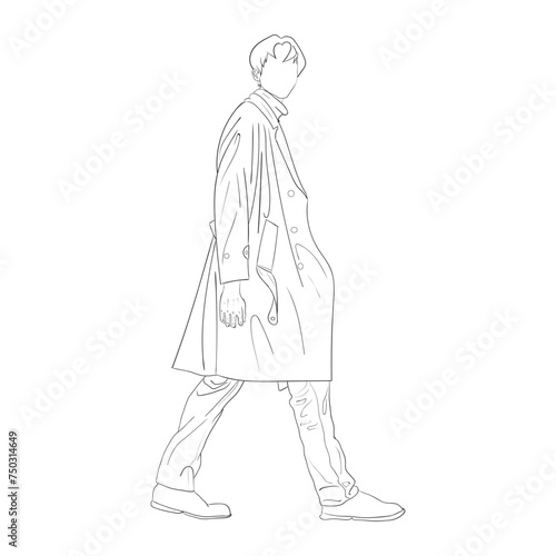 Guy with Coat walking transparent no background