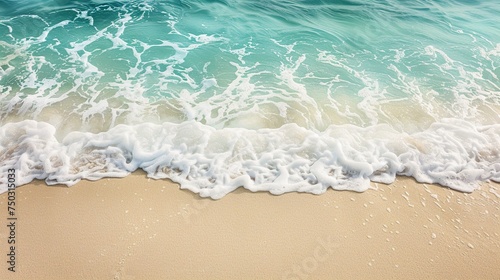 Holiday summer background. Soft wave of the sea on the sandy beach.