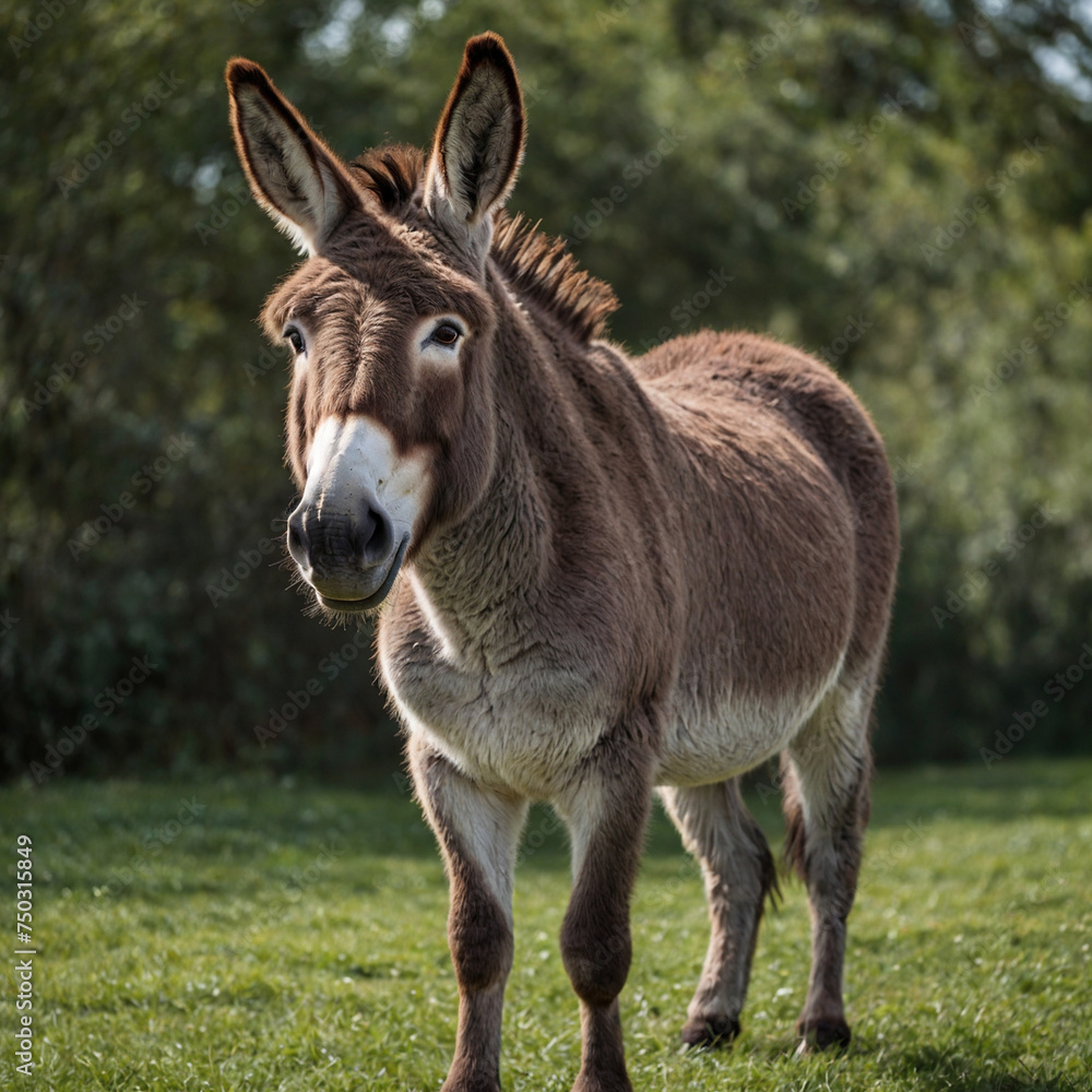 Close-up of a donkey in the grass Close-up of a donkey in the grass