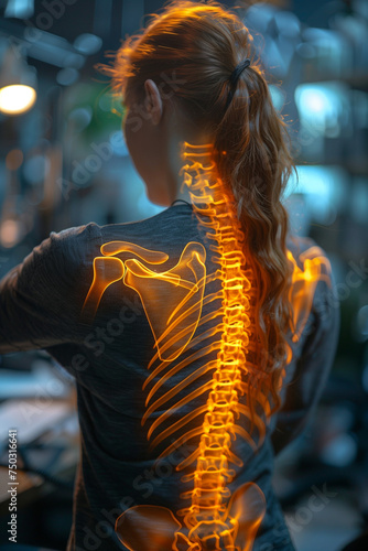 Young woman suffering Lower back pain, office syndrome concept
