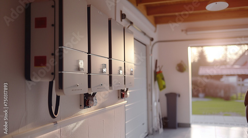 battery packs alternative electric energy storage system at home garage wall 