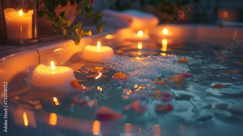 calming ritual of a nighttime self-care routine, focusing on skin health and mental wellness