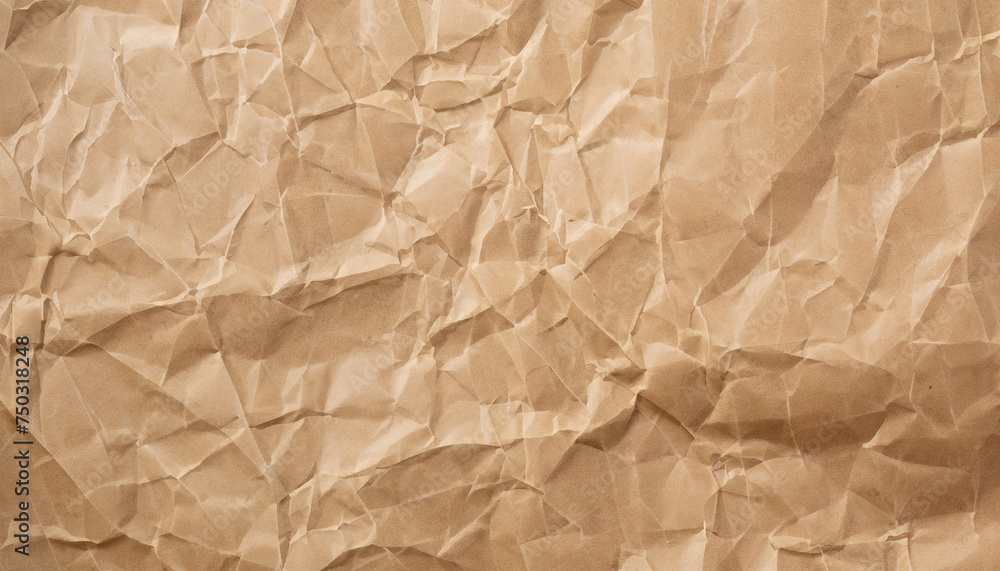 Obraz premium Brown crumpled paper texture background with copy space for text