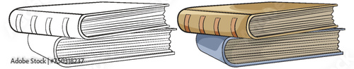 Two stacks of hardcover books in a vector style.