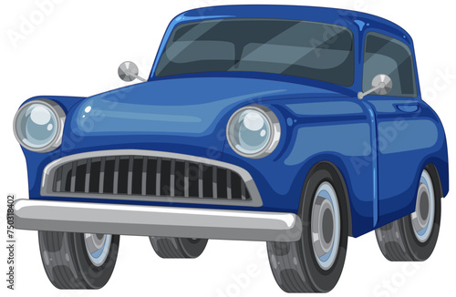 Vector graphic of a retro blue automobile