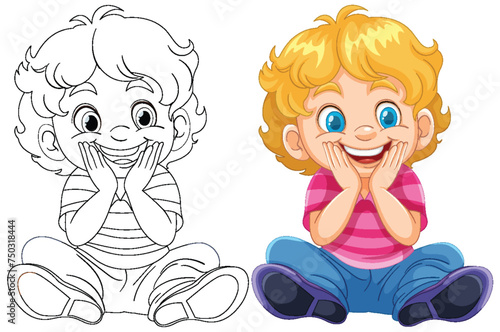 Vector illustration of a joyful cartoon child