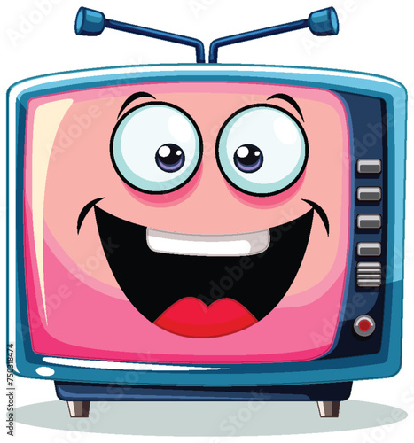 A happy, animated TV with a big smile.