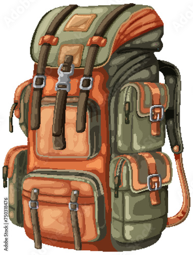 Vector illustration of a large camping backpack.