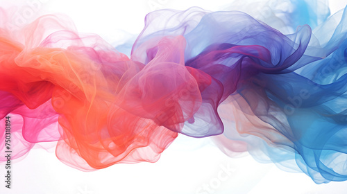 Swirling tendrils of multicolored smoke colliding with a blank white expanse- png