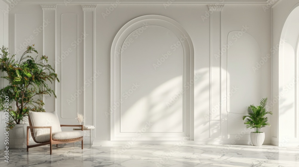 White plaster wall living room have armchair and decoration,3d rendering White plaster wall living room have armchair and decoration,3d rendering