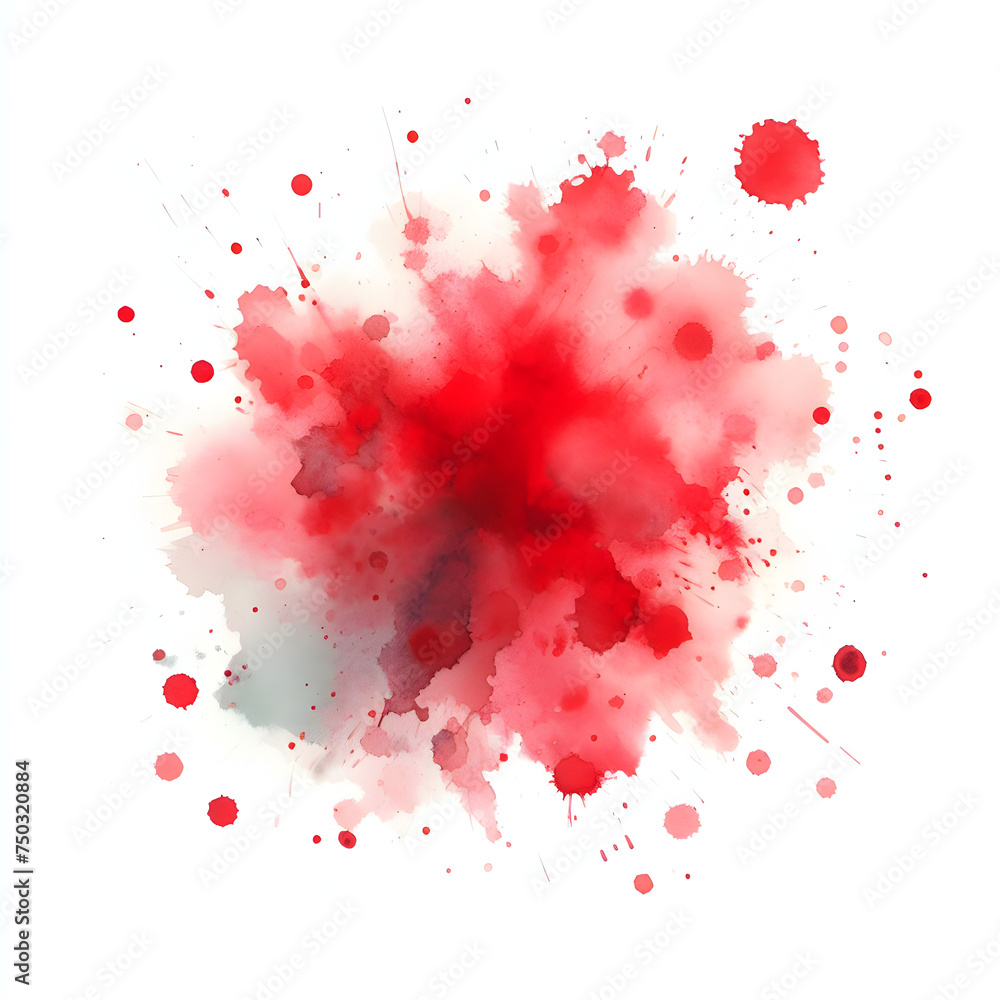 Red paint/ink splash stain isolated on white background