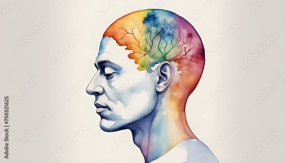 human head spiritual energy bipolar disorder mind mental health feel psychology abstract body soul art color watercolor painting illustration design symbol happy unhappy positive negative human head spiritual energy bipolar disorder mind mental health feel psychology abstract body soul art color watercolor painting illustration design symbol happy unhappy positive negative