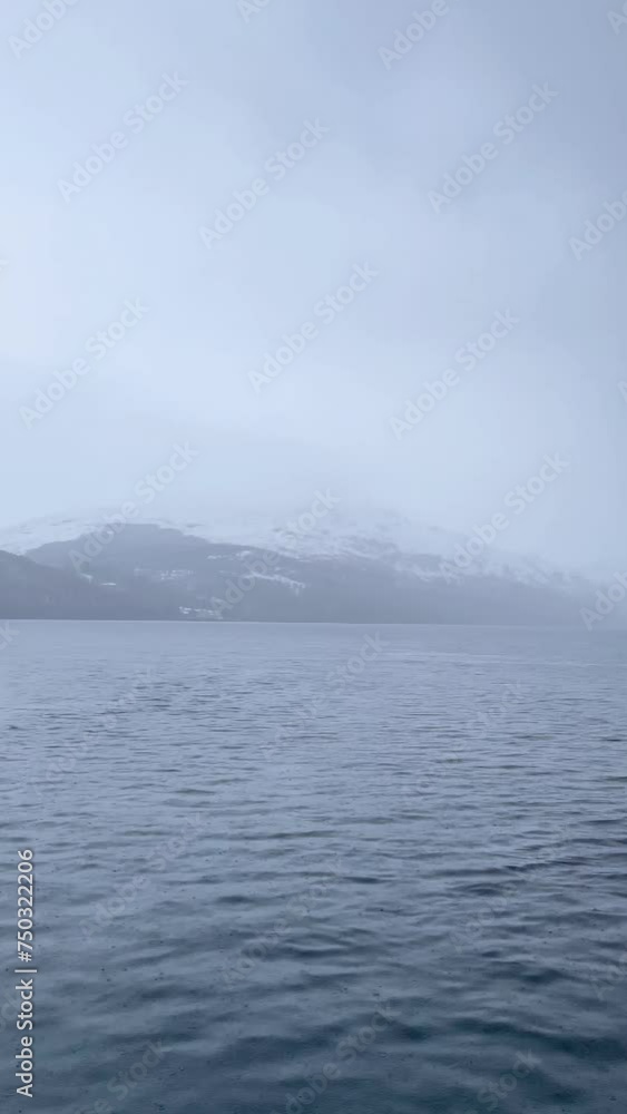 View of Loch Ness Monster in Scotland during winter. View of Loch Ness Monster in Scotland during winter.