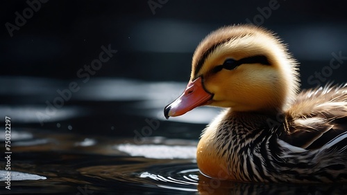 duck swimming peacefully in the calm waters of a serene lake surrounded by lush greenery and wildlife photo