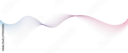 Flowing Dot Wave Pattern Halftone Curve Shape on Transparent Background