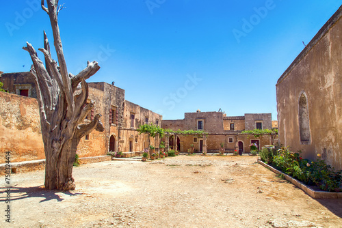 Arkadi or Moni Arkadiou monastery at Crete, Greece - famous Greek Orthodox monastery, symbol of Cretan freedom photo