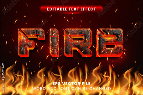 Fire flame 3d editable vector text effect