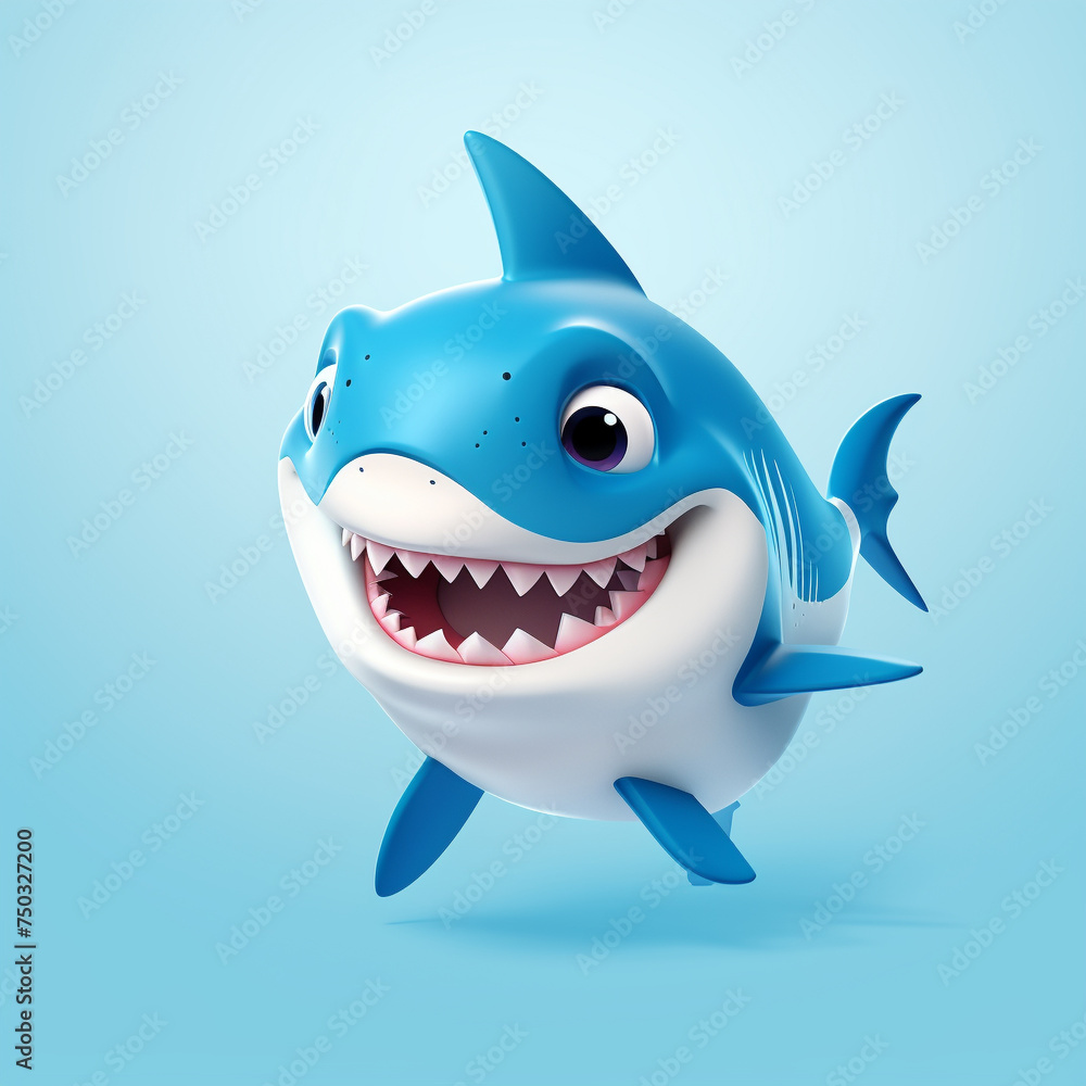 shark cartoon isolated on white