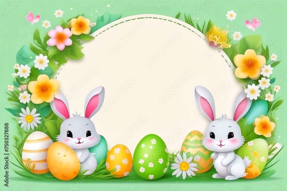 Obraz premium easter bunny with eggs background