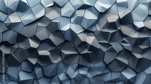 modern geometric 3d mosaic graphics low poly template as backdrop abstract background with polygons squares and lines pattern for presentation and copy space banner gray and blue design elements