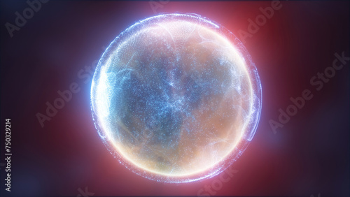 Wallpaper Mural Blue energy magic circle, sphere, ball made of futuristic waves and lines of particles of atomic energy and electricity force field. Abstract background Torontodigital.ca