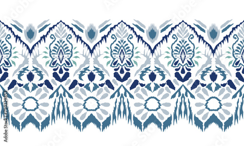 Hand drawn Ikat seamless pattern vector tie dye shibori print with lines and stripes ink texture Japanese background vector ethnic fabric fashion bohemian endless watercolor texture African carpet.