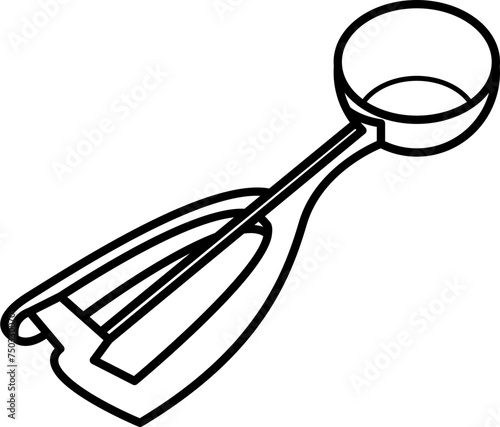 Ice cream scoop outline illustration vector