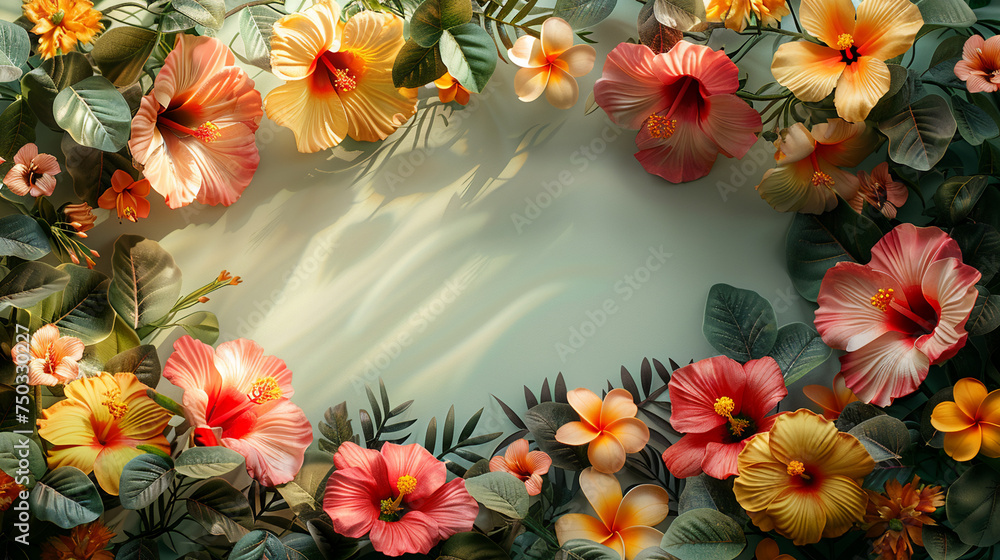 Fototapeta premium Frame with colorful flowers