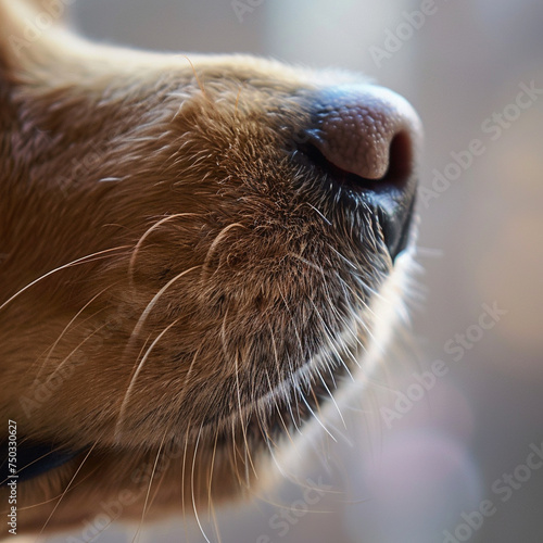 Close-up of a dogs wet nose, focusing on the sense of smell and detailed texture
