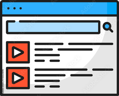 Videos. SERP icon. Search engine result page, Internet data optimization technology, traffic SEO and ranking outline vector icon, search engine result page analysis linear sign or line pictogram