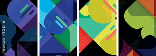 Balance movement geometric backgrounds. Poster collection for wallpaper, business card, cover, poster, banner, brochure, header, website