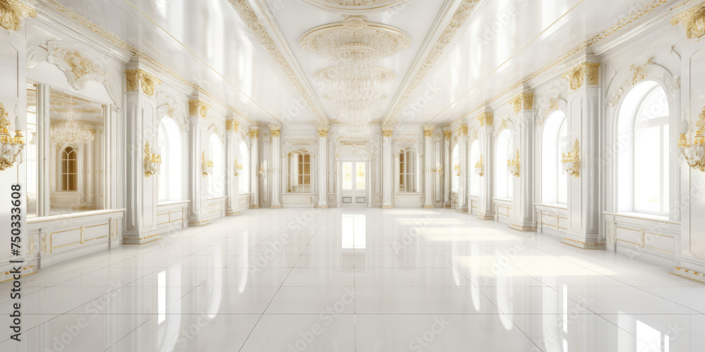 Luxury Palace Interior background. White and Gold Marble Royal Castle ...