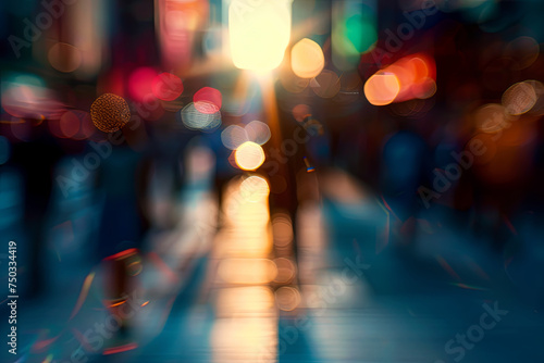 Blurred image of pedestrians walking on the street