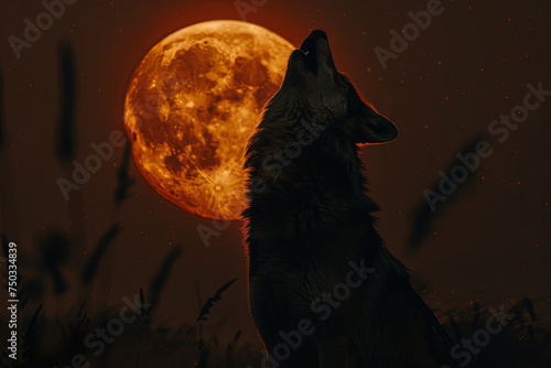 Background of a howling wolf with the moon