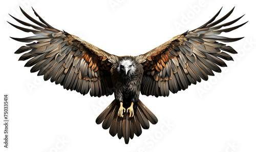 Picture eagle or hawk watercolor flying isolated on cut out PNG or transparent background. Realistic bird animal clipart template pattern. © Lucky