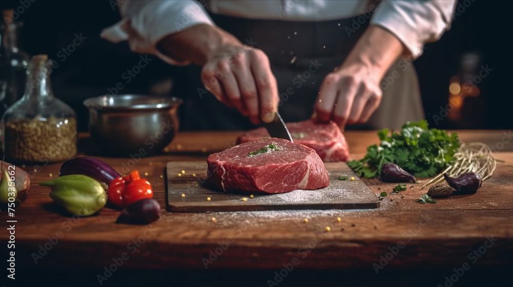 Chef prepare beef steak