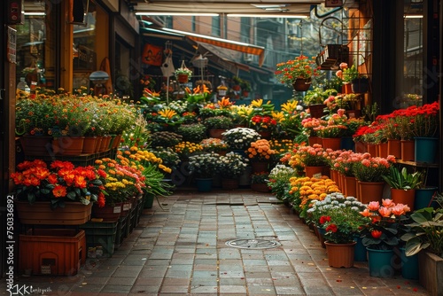 A flower shop with many different types of flowers