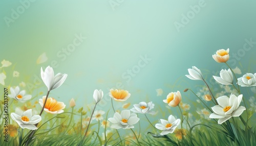 Spring flowers on a green background © png sublimation